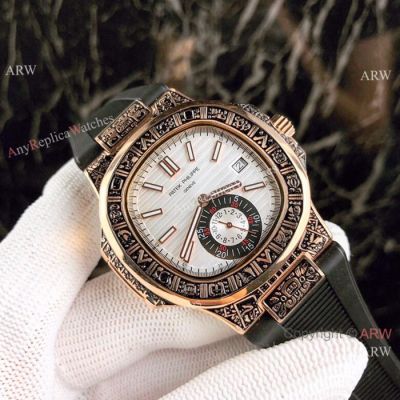 New Replica Patek Philippe Nautilus Men Watch - Tattoo Case White Face